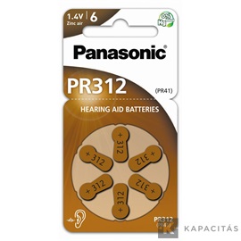 Panasonic PR-312(41)/6LB PR312 cink-levegő hallókészülék elem 6 db/csomag