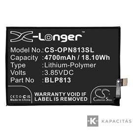 Realpower Li-Polymer akku (3,85V / 4700mAh, Oneplus BLP813 kompatibilis) FEKETE