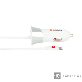 SKROSS USB töltő, autós, szivargyújtó (lightning, USB-A)