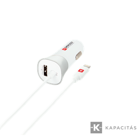 SKROSS USB töltő, autós, szivargyújtó (lightning, USB-A)