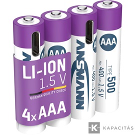 ANSMANN Li-Ion AAA akkumulátor 500mAh USB-C 4db/csomag