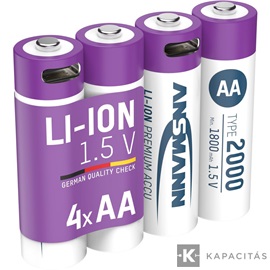 ANSMANN Li-ion AA akkumulátor 2000mAh USB-C 4db/csomag