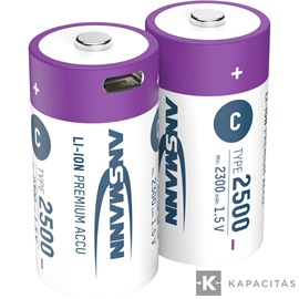 ANSMANN Li-ion baby akkumulátor 2500mAh USB-C 2db/csomag