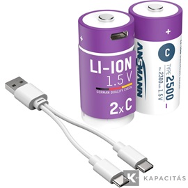 ANSMANN Li-ion baby akkumulátor 2500mAh USB-C 2db/csomag