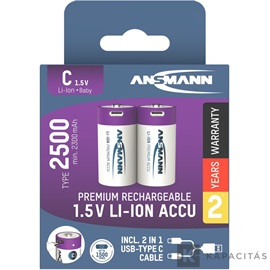 ANSMANN Li-ion baby akkumulátor 2500mAh USB-C 2db/csomag