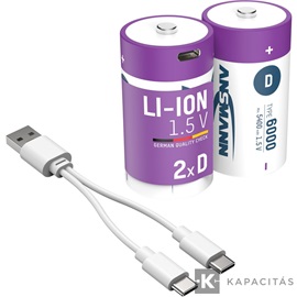 ANSMANN Li-ion góliát akkumulátor 6000mAh USB-C 2db/csomag