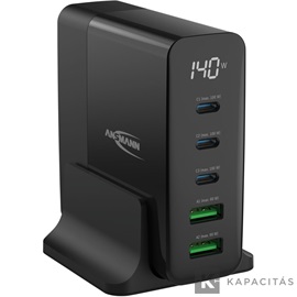 ANSMANN asztali USB töltőállomás, kijelző, 140W