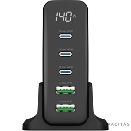 ANSMANN asztali USB töltőállomás, kijelző, 140W