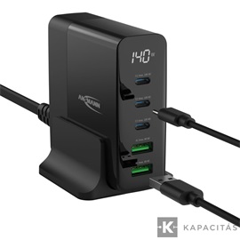 ANSMANN asztali USB töltőállomás, kijelző, 140W