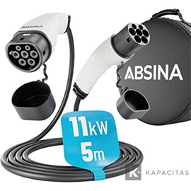 Absina 11kW, 16A, 3 fázisú, 5m elektromos autó töltőkábel