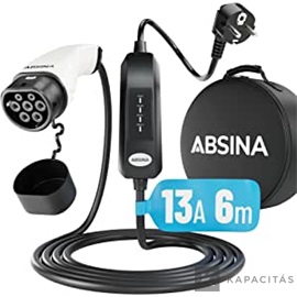 Absina 3kW, 13A, 1  fázisú elektromos autó mobil falitöltő