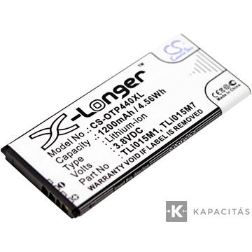 Alcatel  TLi015M7, TLi015M1 3,8V 1200mAh utángyártott RealPower Li-ion akku