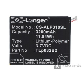 Alcatel TLp032B2,  TLp032BD,  TLp032C2 3.7V 3200mAh utángyártott akku Li-Polymer