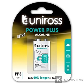 Uniross 6LR61 9V blokk elem POWER PLUS 1db/csomag