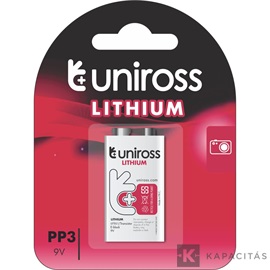 Uniross 6F22/9V lítium elem