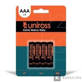 Uniross R03/AAA/mikro, 1,5V szén-cink elem 4db/bliszter