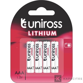 Uniross Ultra lítium AAA/FR03 1,5V elem 4db/csomag
