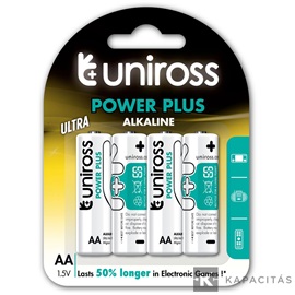 Uniross 1,5V LR6/AA/ceruza tartós alkáli elem POWER PLUS 4db/csomag
