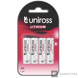 Uniross AA/ceruza 1,5V lítium elem 4db/csomag