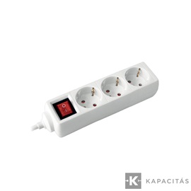 COMMEL Elosztó hosszabbító 3 aljzat kapcsolóval 1.4m 1.0mm 16A, fehér