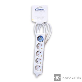 COMMEL Elosztó hosszabbító 5 aljzat 3m 1.5mm 16A, fehér