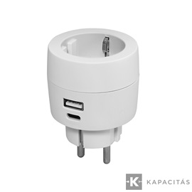 COMMEL Hálózati elosztó 16A +USB töltő A+C 3.4A 17W, fehér