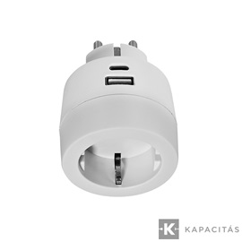 COMMEL Hálózati elosztó 16A +USB töltő A+C 3.4A 17W, fehér