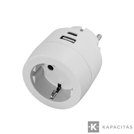 COMMEL Hálózati elosztó 16A +USB töltő A+C 3.4A 17W, fehér