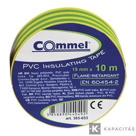 COMMEL Szigetelőszalag 19mm x 10m zöld-sárga