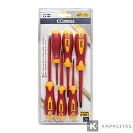 COMMEL VDE csavarhúzó készlet (1000V; 3xSL 3xPH) 6 darab/blister