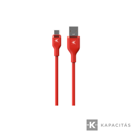 Töltő- és adatkábel  USB-A/ USB-C 120 cm. 15W Piros