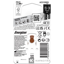 ENERGIZER Zinc Air 312 DP-8