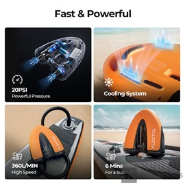 Flextail EVO SUP Pump – 20 PSI hordozható elektromos pumpa SUP-hoz és felfújható eszközökhöz
