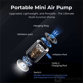 Flextail Tiny Pump X – Kompakt 3 az 1-ben tölhető kempingpumpa, narancs