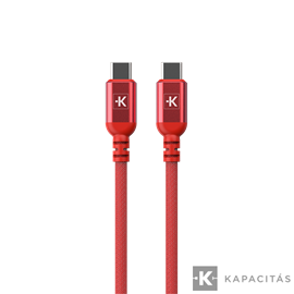 Fonott töltő- és adatkábel szett 2 db  USB-C / USB-C 150 cm. 100W  Fehér-Piros