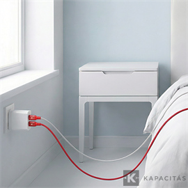 Fonott töltő- és adatkábel szett 2 db  USB-C / USB-C 150 cm. 100W  Fehér-Piros