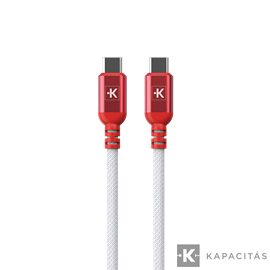 Fonott töltő- és adatkábel szett 2 db  USB-C / USB-C 150 cm. 100W  Fehér-Piros