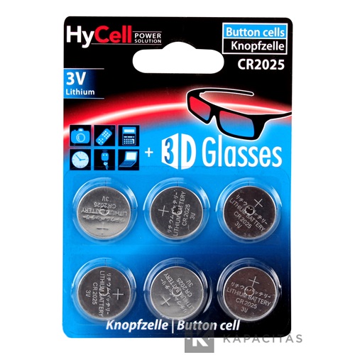Hycell CR2025 3V lítium gombelem 6db/csomag