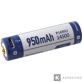 KeepPower 14500/AA 3,6V 950mAh védett Li-ion akkumulátor USB