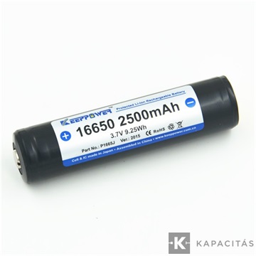 KeepPower 16650 3,7V 2500mAh védett Li-ion akkumulátor
