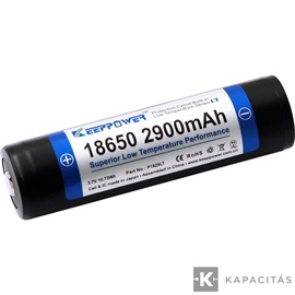 KeepPower 18650 3,7V 2900mAh védett Li-ion akkumulátor alacsony hőmérsékletre