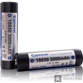 KeepPower 18650 3,7V 3000mAh védett Li-ion akkumulátor