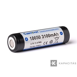 KeepPower 18650 3,7V 3100mAh védett Li-ion akkumulátor lapos + pólus