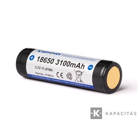 KeepPower 18650 3,7V 3100mAh védett Li-ion akkumulátor lapos + pólus