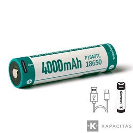 KeepPower 18650 3,7V 4000mAh védett Li-ion akkumulátor USB