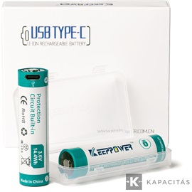 KeepPower 18650 3,7V 4000mAh védett Li-ion akkumulátor USB