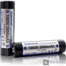 KeepPower 18650 3,7V 2600mAh védett Li-ion akkumulátor
