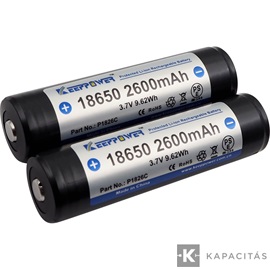 KeepPower 18650 3,7V 2600mAh védett Li-ion akkumulátor