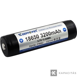 KeepPower 18650 3,7V 3200mAh védett Li-ion akkumulátor