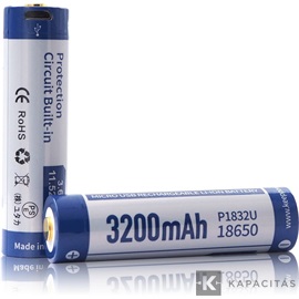 KeepPower 18650 3,7V 3200mAh védett Li-ion akkumulátor USB